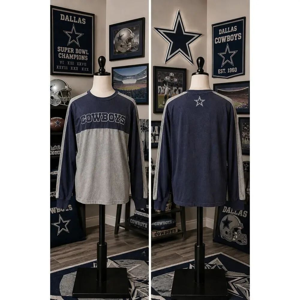 Dallas Cowboys Embroidered Long Sleeve Shirt Men’s Medium NFL Tee